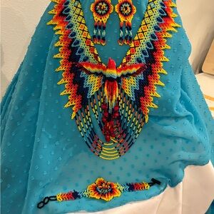 Vibrant Beaded Necklace Set with Earrings